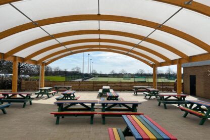 Photo showing inside a Fordinbridge canopy for schools