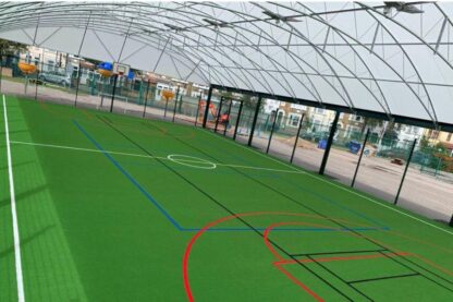 Photo inside the school's MUGA canopy