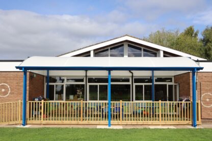 Picture shows new canopy at Bosbury school