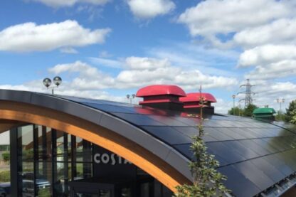 Pictures shows solar panels on a new Costa coffee shop