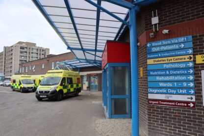 Picture shows the Doncaster Royal Infirmary with multiple ambulance arrivals coming into the hospital’s A&E department