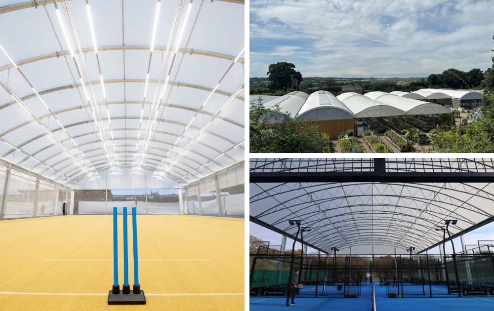 Picturwe shows images of three canopy roof covers