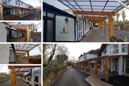 Pictures shows various images of the new canopy installed at Tetbury Hospital