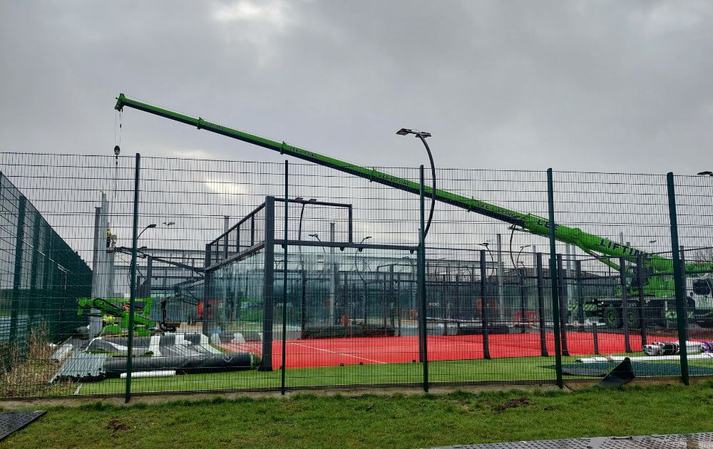 Picture shows a new padel court under construction