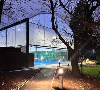 Pictures show the new canopy at the Grange Club at night and light up inside