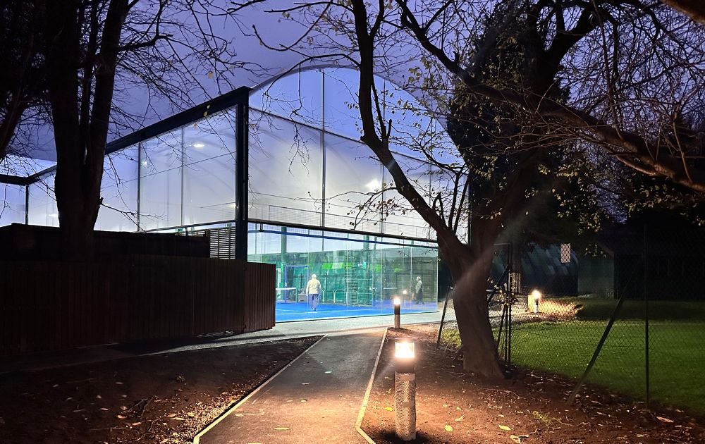 Pictures show the new canopy at the Grange Club at night and light up inside