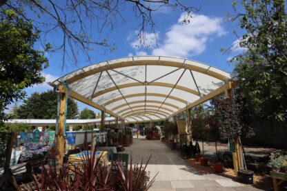 Picture shows the new covered walkway provides additional retail space and better flow around popular garden centre