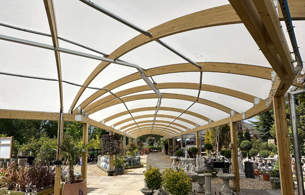 Picture shows the new covered walkway provides additional retail space and better flow around popular garden centre