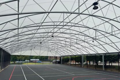 Picture show new MUGA canopy at St Dominic's School in Surrey