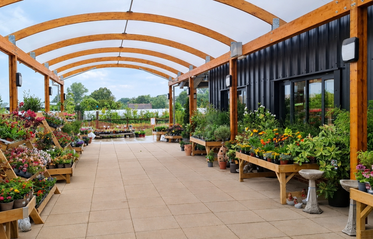 Off-the-shelf canopy solutions that help garden centres create attractive, all-weather outdoor spaces.